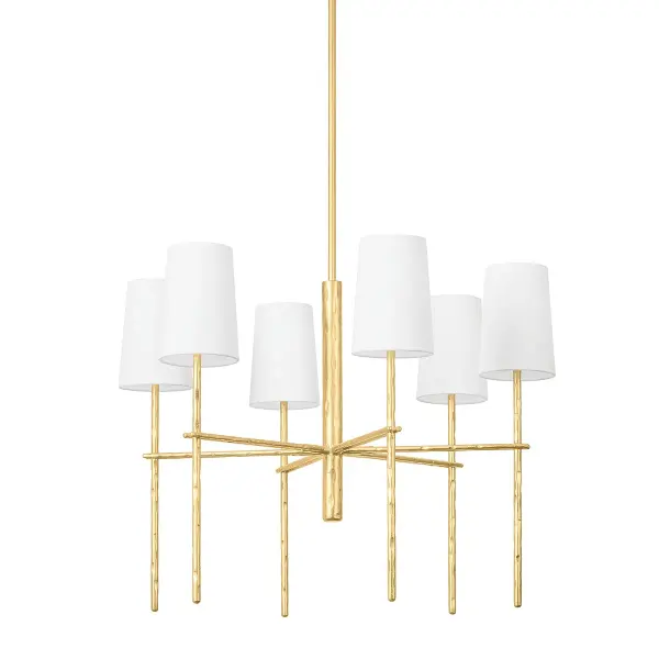 River Six Light Chandelier in Vintage Gold Leaf