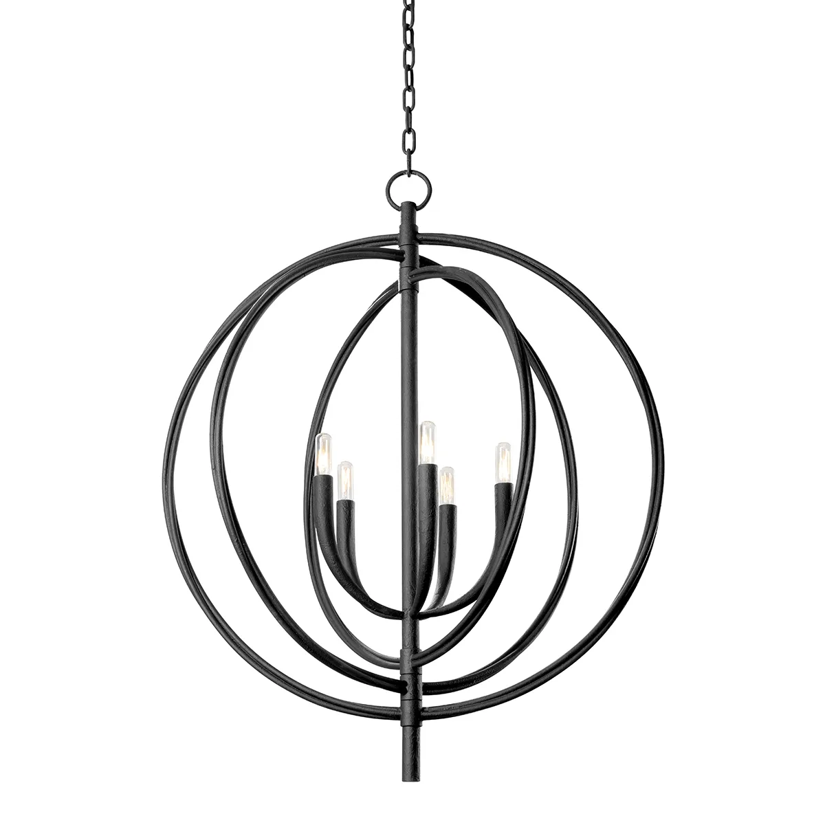 Fillea Five Light Pendant in Black Iron