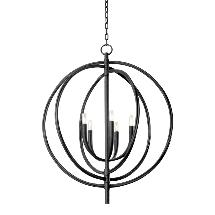 Fillea Five Light Pendant in Black Iron