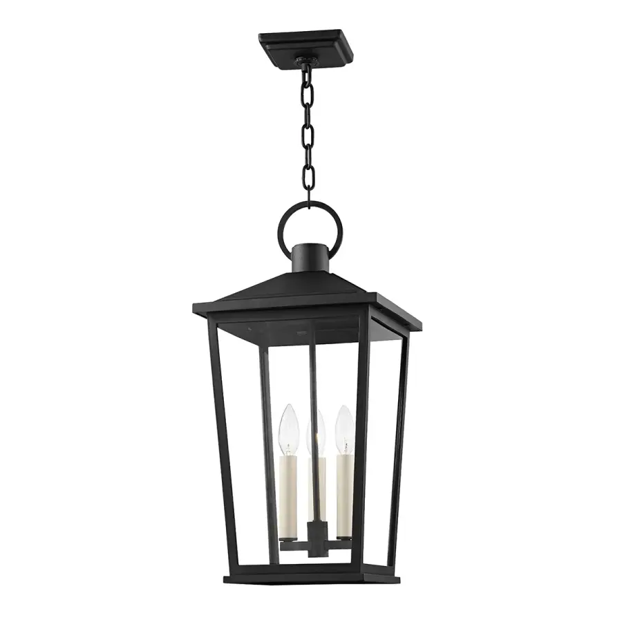 Soren Three Light Outdoor Lantern in Textured Black