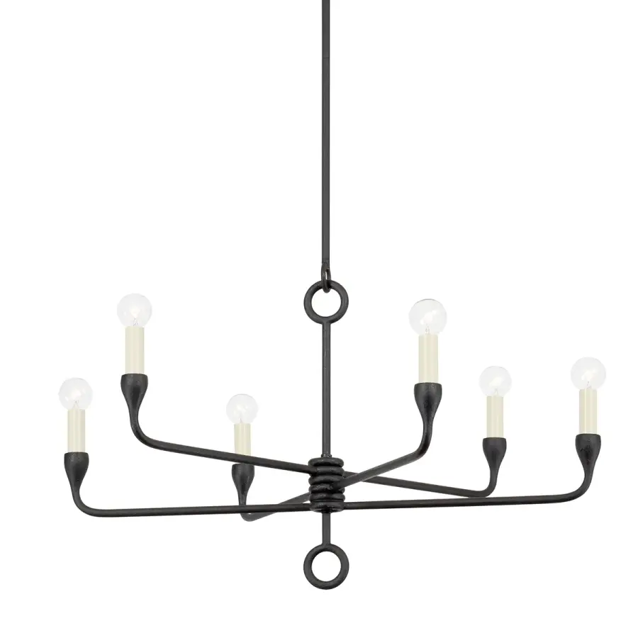 Orson 6-Light Linear Chandelier in Black Iron
