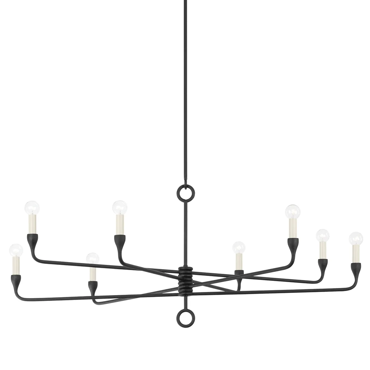 Orson Eight Light Chandelier in Black Iron