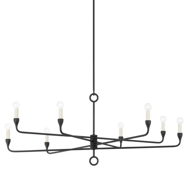 Orson Eight Light Chandelier in Black Iron