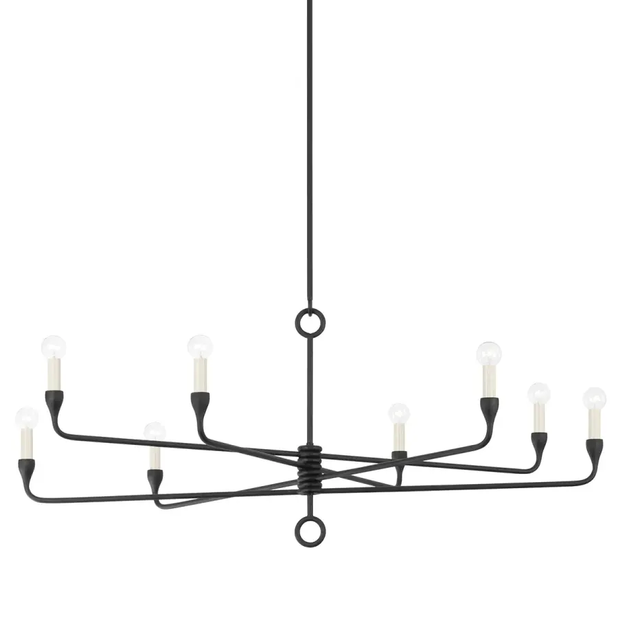 Orson Eight Light Chandelier in Black Iron