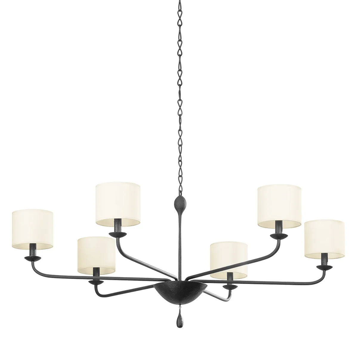 Osmond Six Light Chandelier in Black Iron