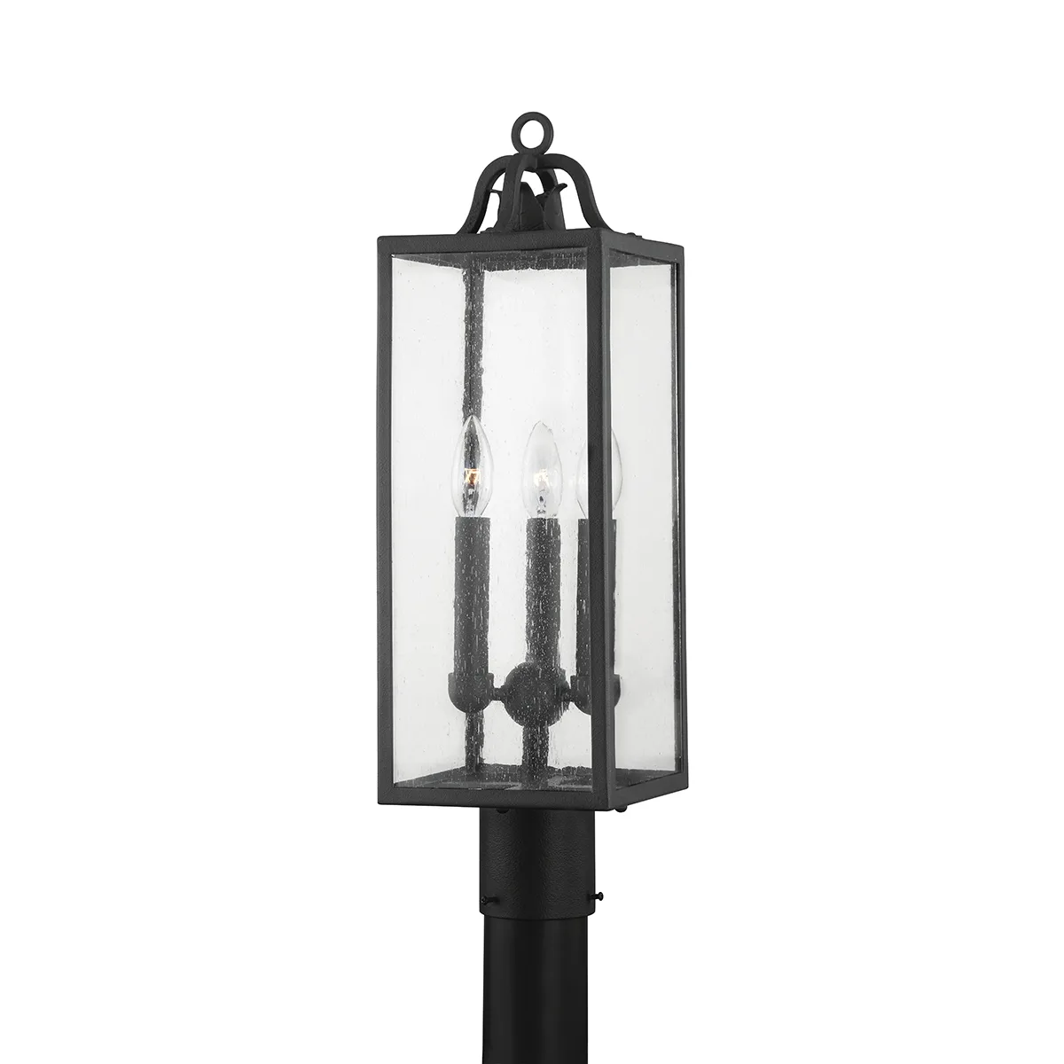 Caiden Three Light Outdoor Post Mount in Forged Iron