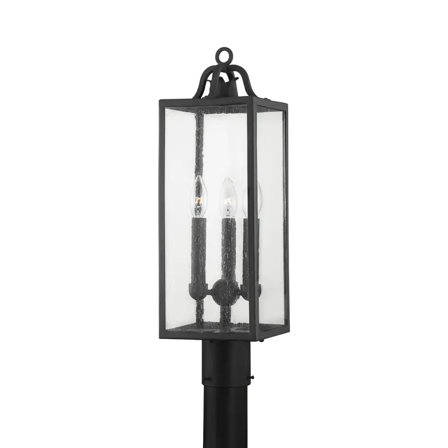 Caiden Three Light Outdoor Post Mount in Forged Iron