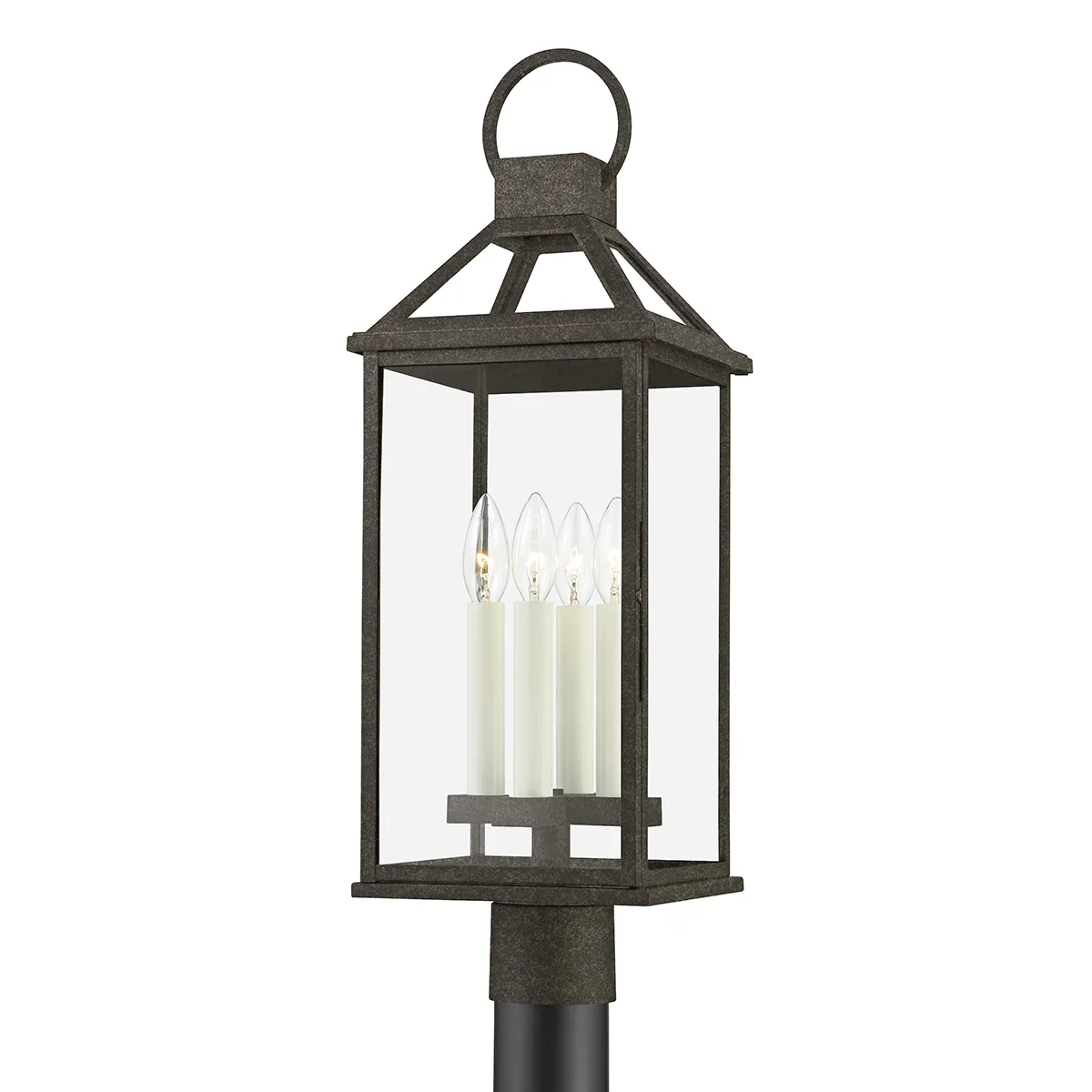 Sanders Four Light Outdoor Post Mount in French Iron