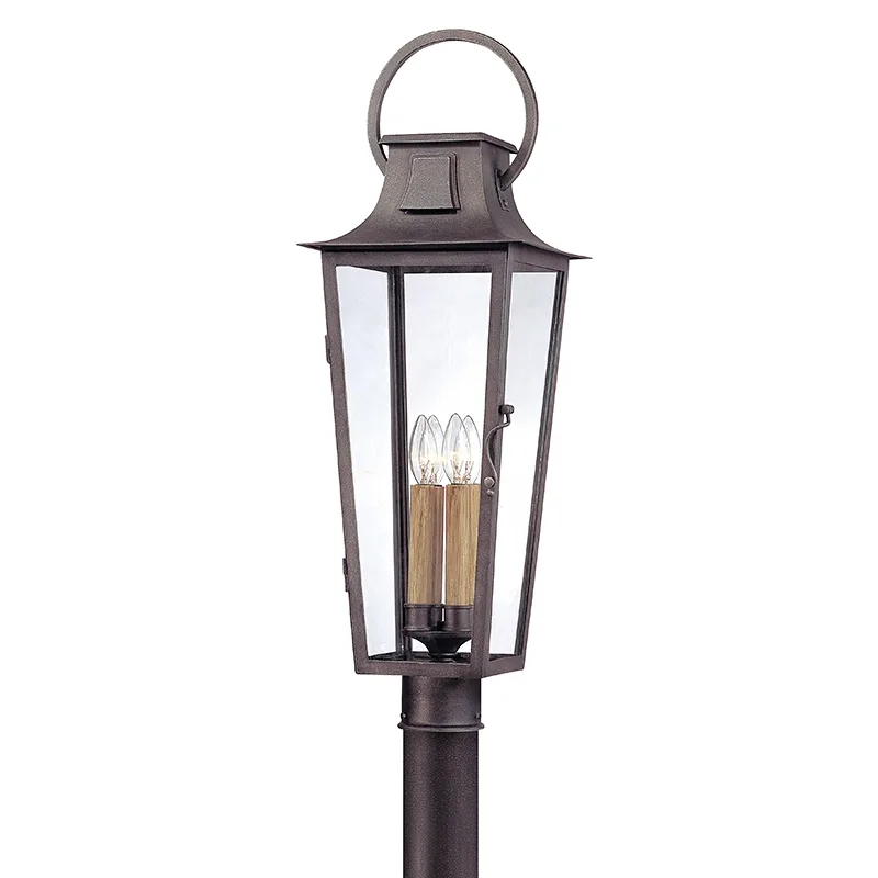 Parisian Square Four Light Post Lantern in Aged Pewter