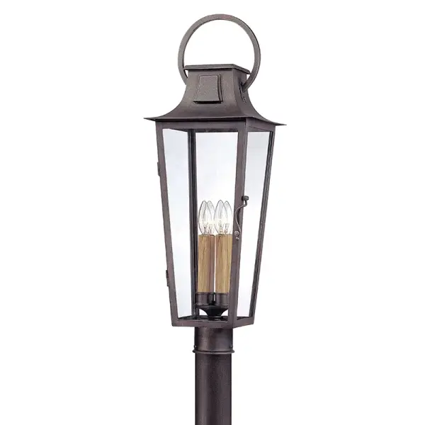 Parisian Square Four Light Post Lantern in Aged Pewter