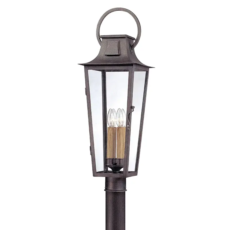 Parisian Square Four Light Post Lantern in Aged Pewter