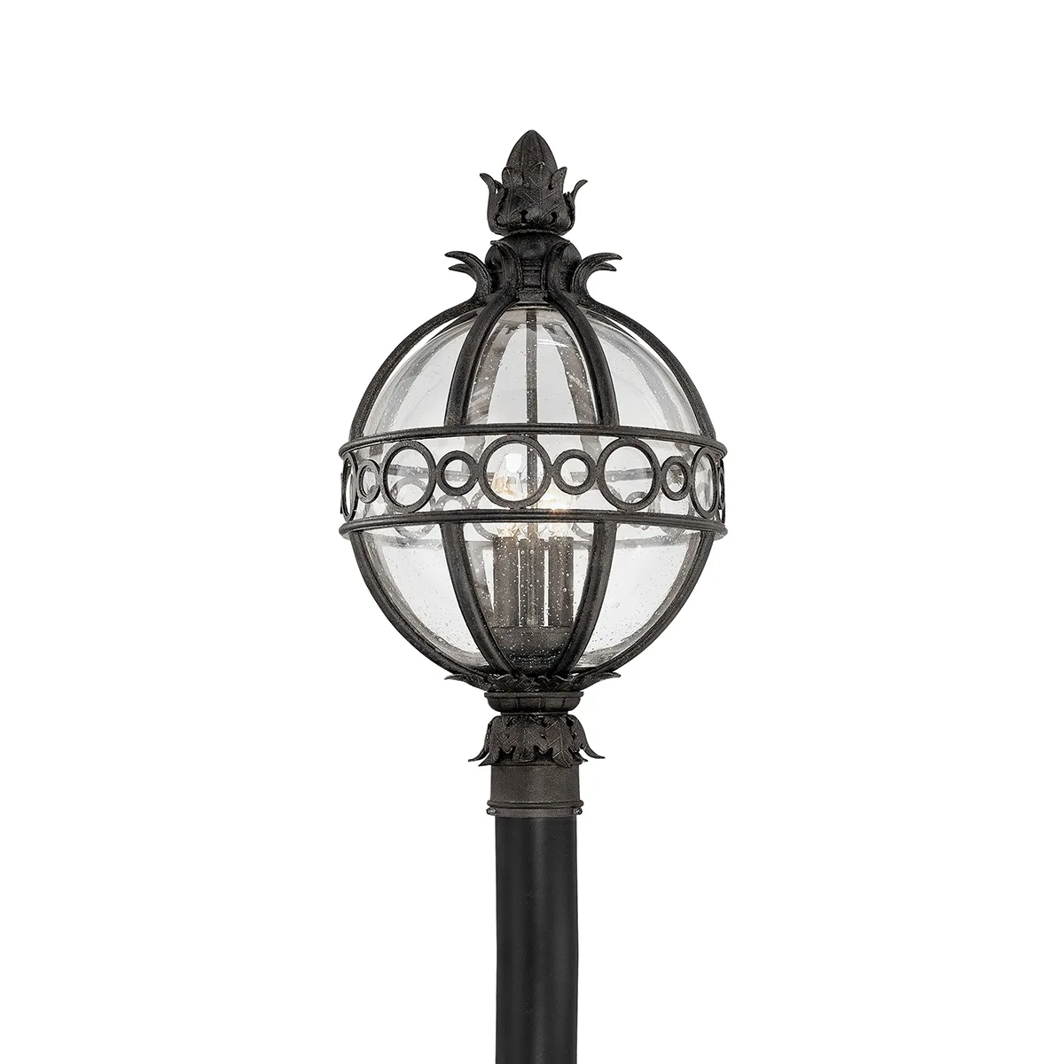 Campanile Three Light Post Lantern in French Iron
