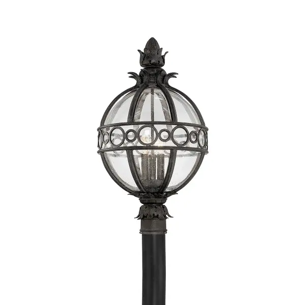 Campanile Three Light Post Lantern in French Iron