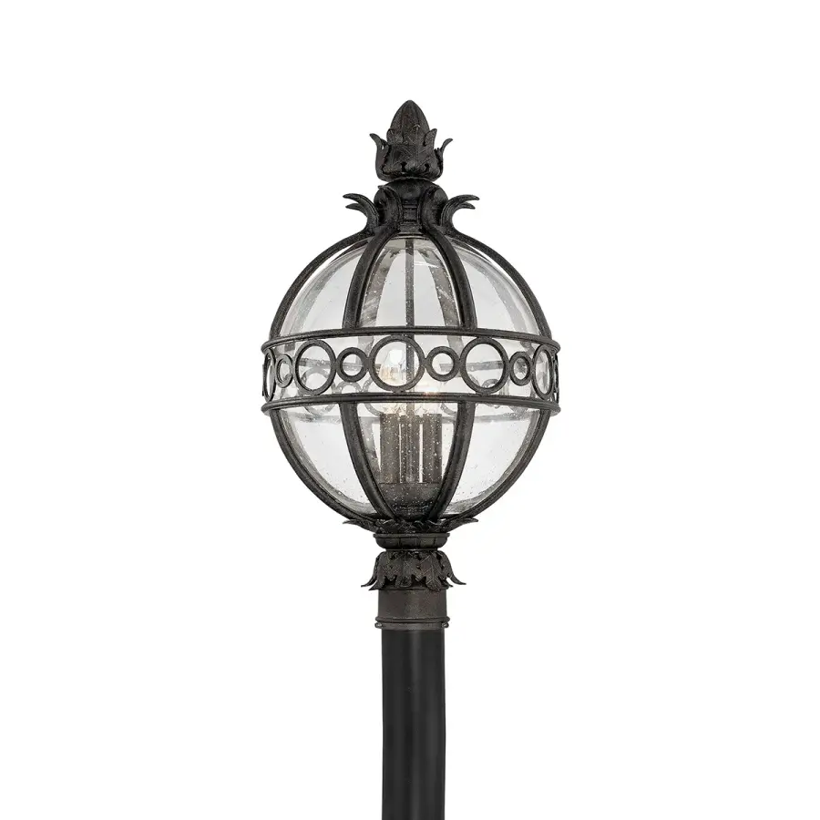 Campanile Three Light Post Lantern in French Iron