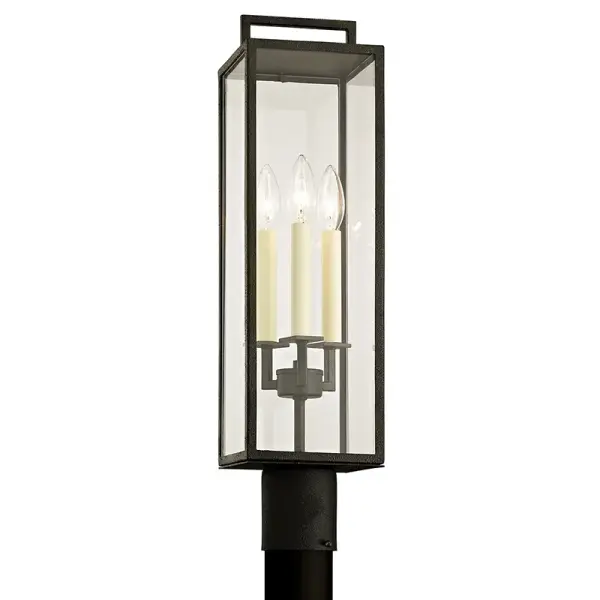 Beckham Three Light Post Lantern in Forged Iron