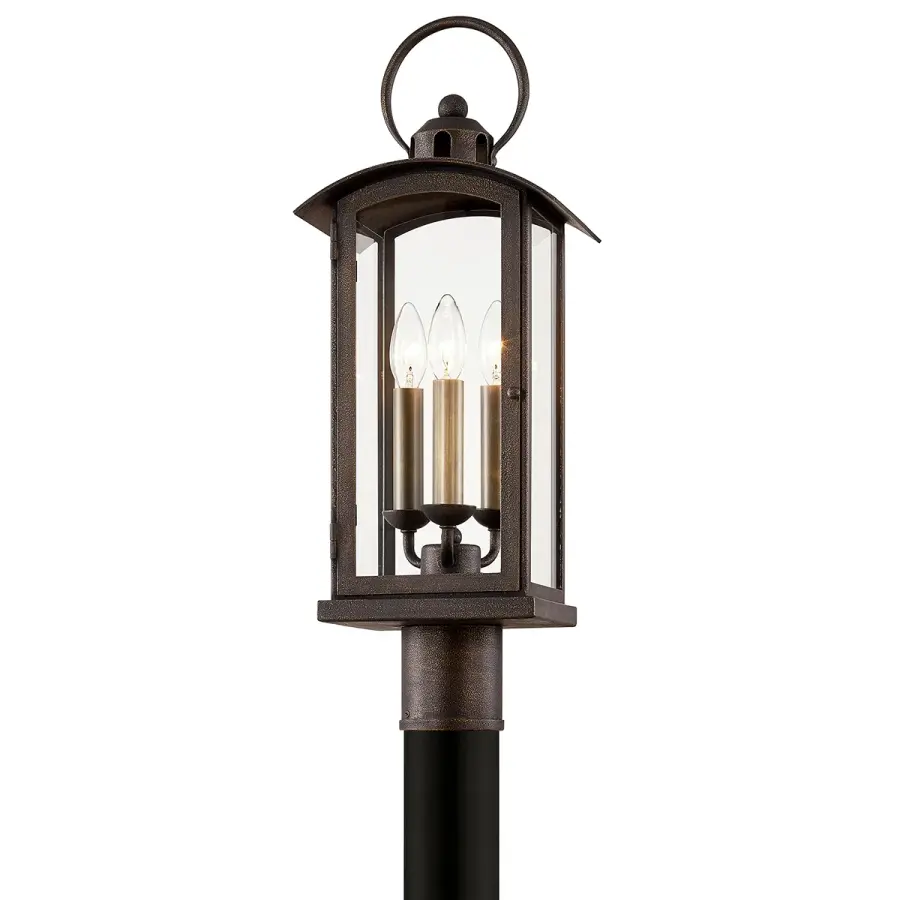 Chaplin Three Light Post Lantern in Vienna Bronze