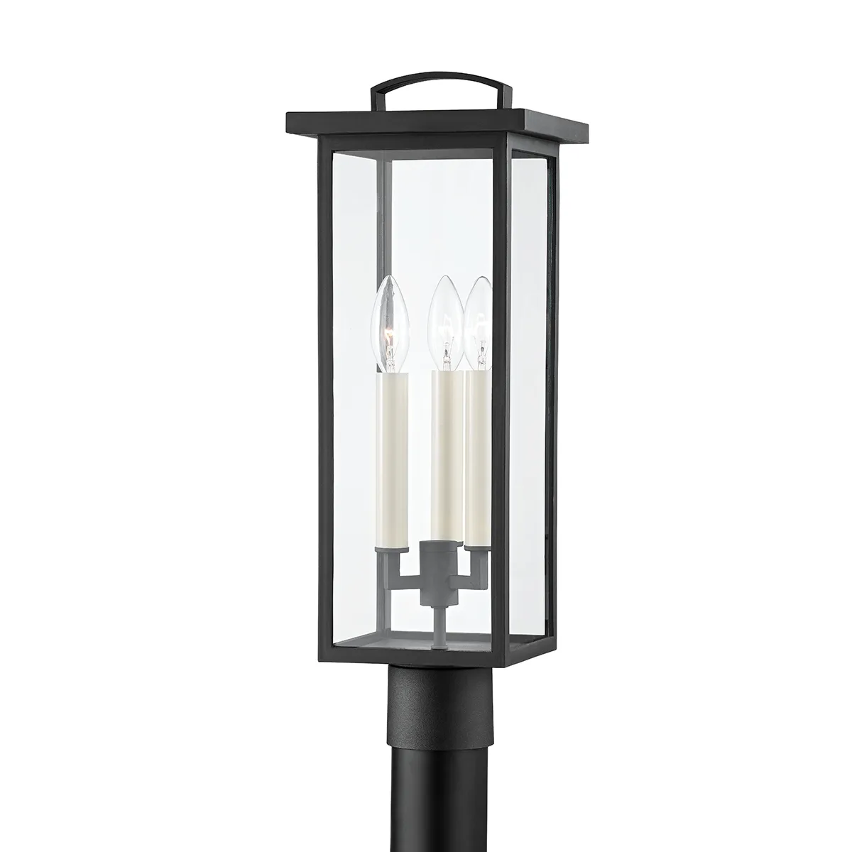 Eden Three Light Outdoor Post Mount in Textured Black