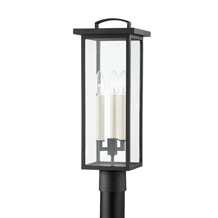 Eden Three Light Outdoor Post Mount in Textured Black