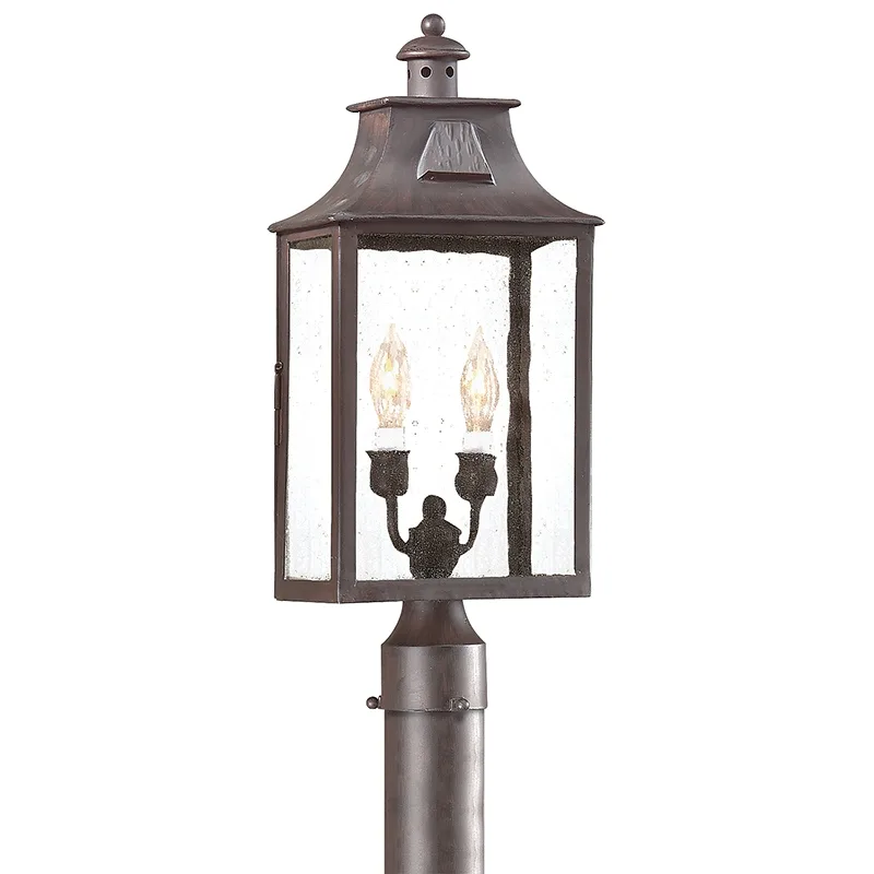 Newton Two Light Post Lantern in Soft Off Black