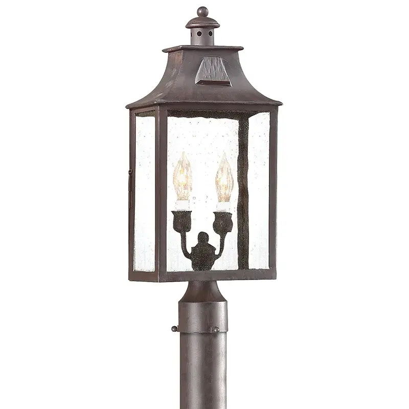 Newton Two Light Post Lantern in Soft Off Black