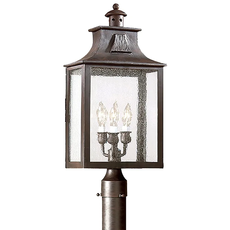 Newton Three Light Post Lantern in Soft Off Black