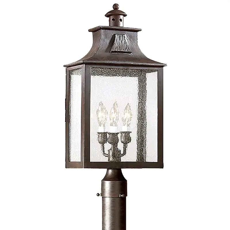 Newton Three Light Post Lantern in Soft Off Black