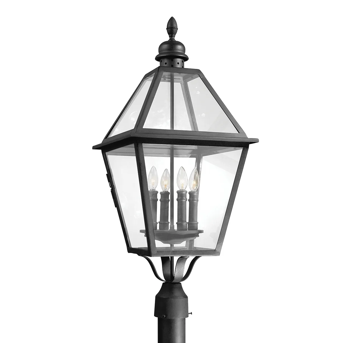 Townsend Four Light Post Lantern in Textured Black