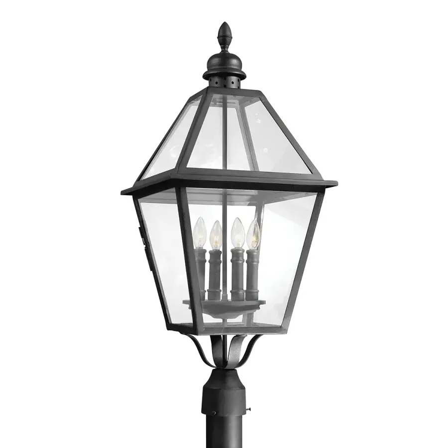 Townsend Four Light Post Lantern in Textured Black