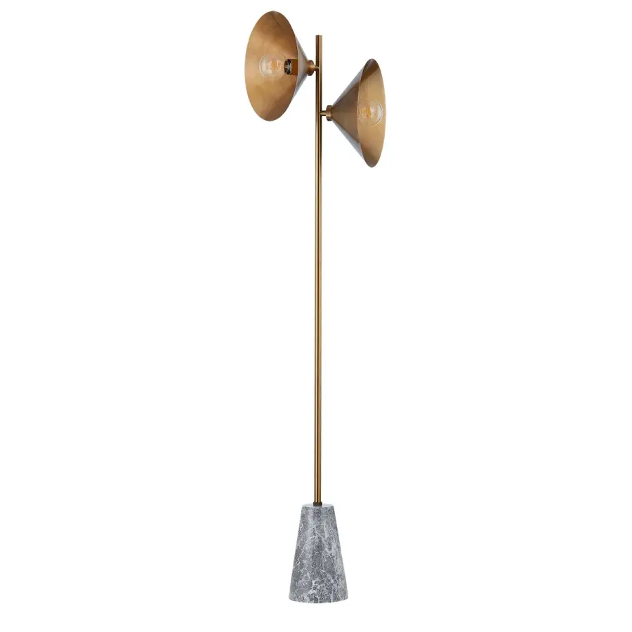 Bash Two Light Floor Lamp in Patina Brass