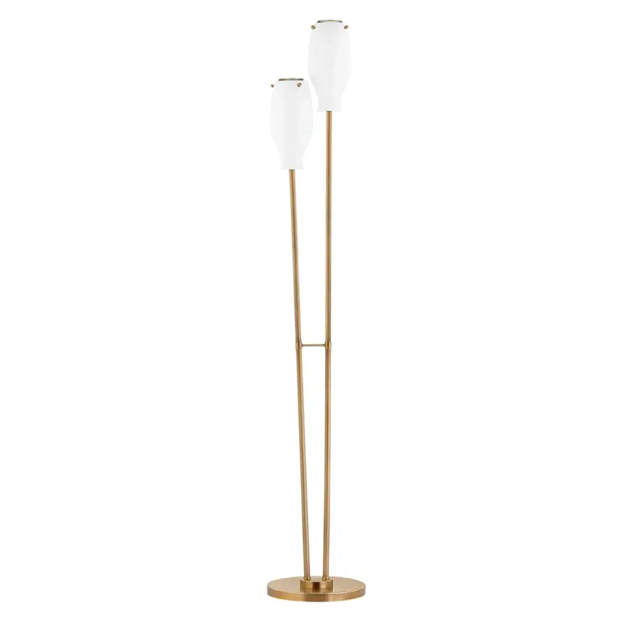 Geyser Two Light Floor Lamp in Patina Brass