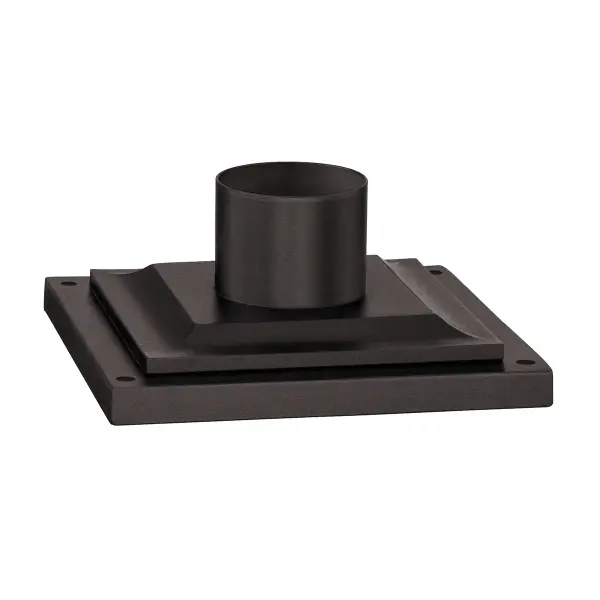 A sturdy mounting accessory designed for outdoor post lights. The textured bronze finish provides weather resistance and complements traditional exterior lighting. Compact 8.5-inch square footprint works with standard pier installations.