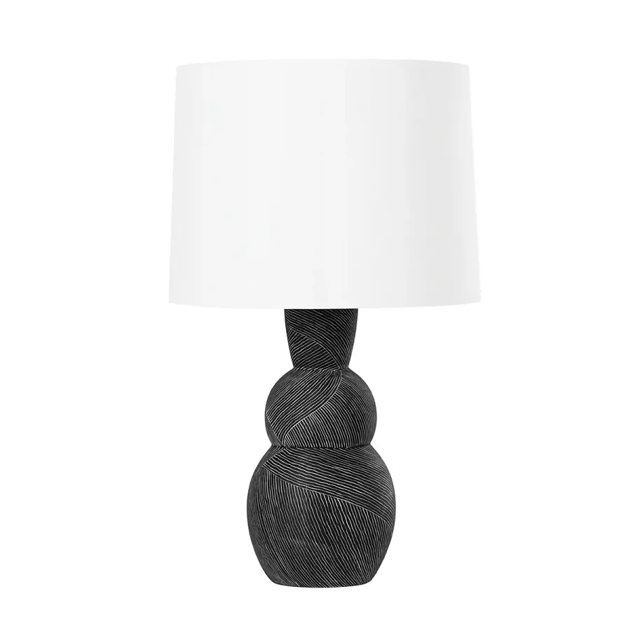 Miles One Light Table Lamp in Ceramic Etched Black