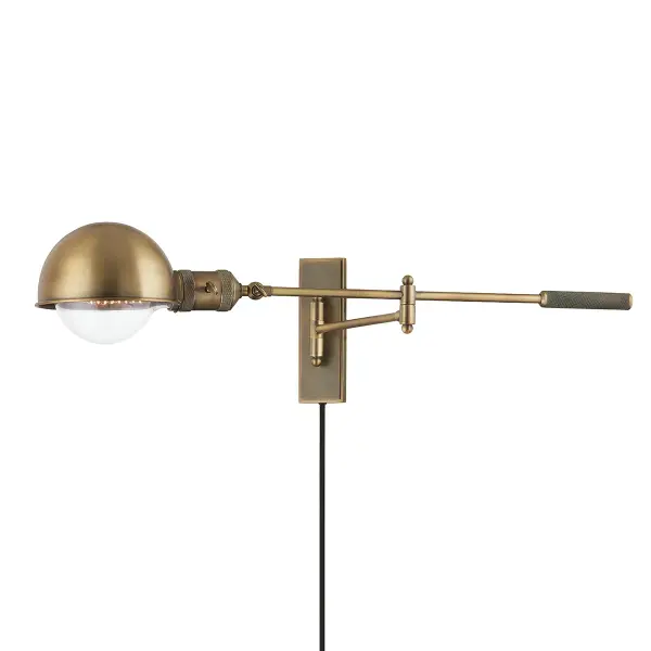 The Cannon wall sconce combines retro industrial style with high-end craftsmanship. Its fully adjustable arm and lamp head offer customized lighting, while intricate knurling and exposed hardware add refined detail.