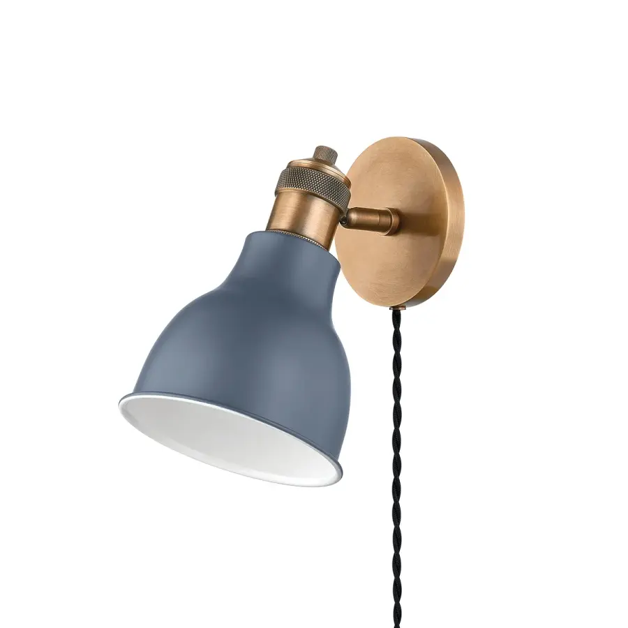 Makin One Light Wall Sconce in Patina Brass/Slate Blue
