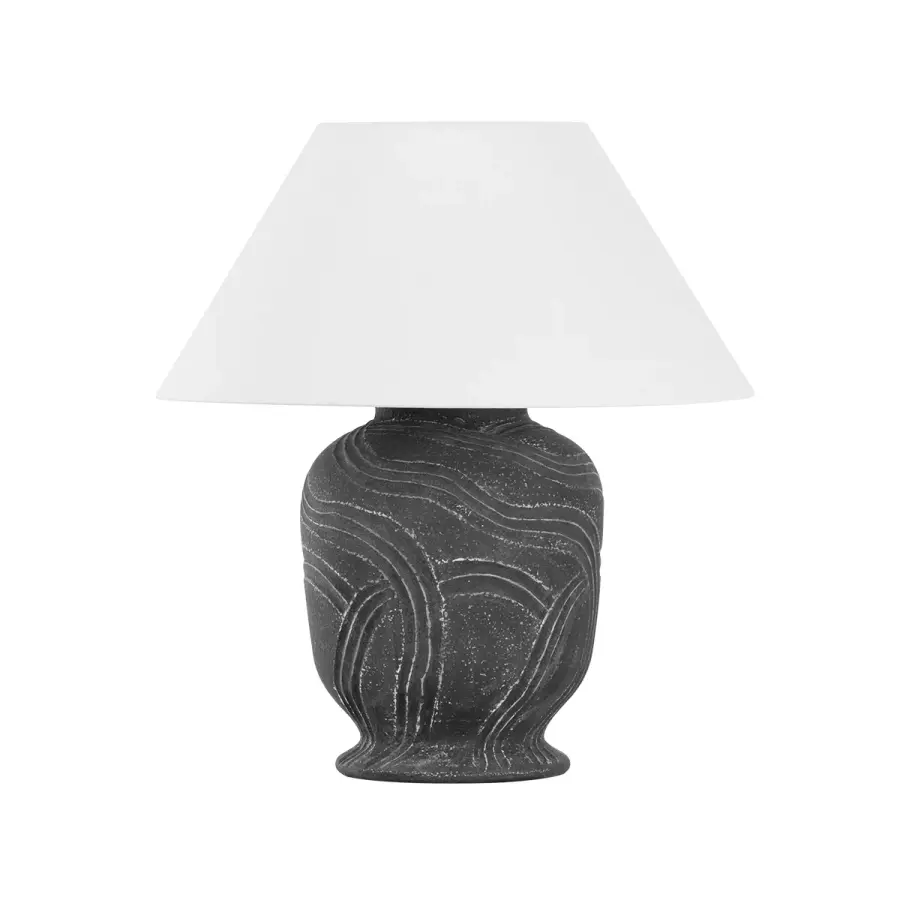 Pecola One Light Table Lamp in Patina Brass/Ceramic Windswept Ash