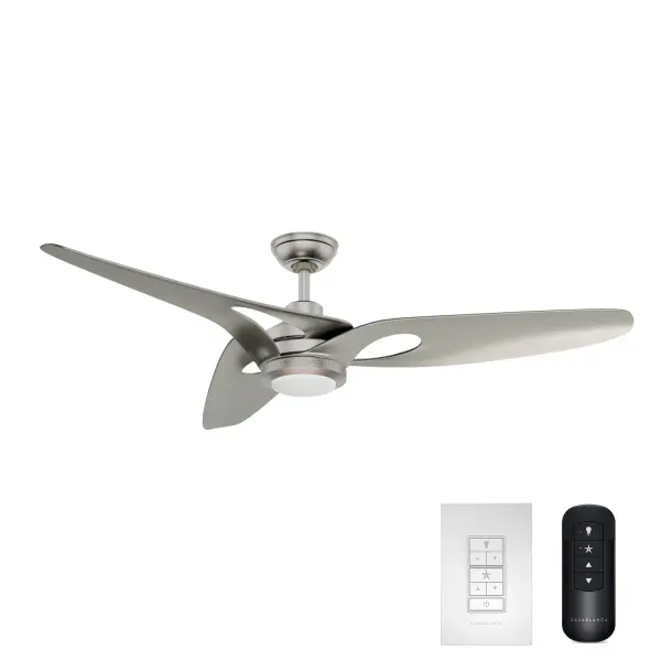 The Inez combines ENERGY STAR certification with sophisticated modern design, delivering 64% greater efficiency through its 6-speed Eco Whisper DC motor. Damp-rated for covered outdoor spaces with integrated LED lighting and dual control options.