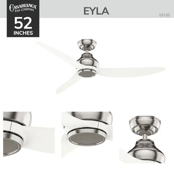 The Eyla combines modern efficiency with versatile control options. ENERGY STAR certified at 64% more efficient than standard fans, it features a 6-speed DC motor, reversible operation, and both remote and wall control for ultimate convenience. - alternate view