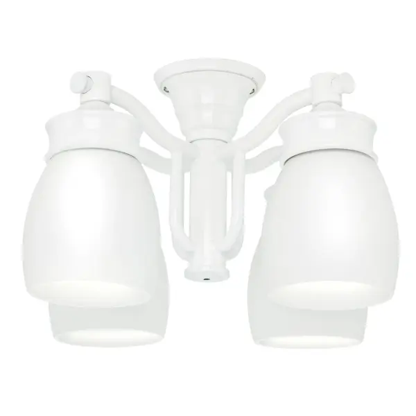 A clean, sophisticated four-light accessory designed for outdoor ceiling fans. The snow white finish and cased white glass shades provide bright, even illumination while complementing coastal and contemporary styles.