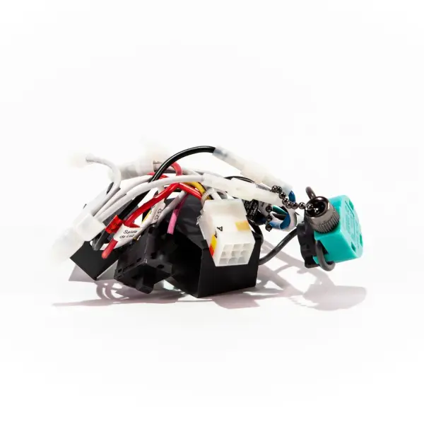 Replacement wire harness component designed for ceiling fan speed control systems. Compatible with Hunter ceiling fan models requiring 4-speed electrical control functionality.