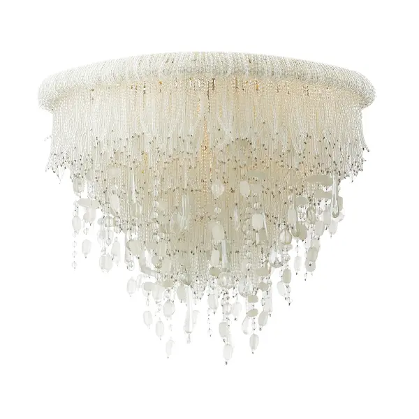 Elegant Crystal Flush Mount with Coastal-Inspired Sea Glass Accents