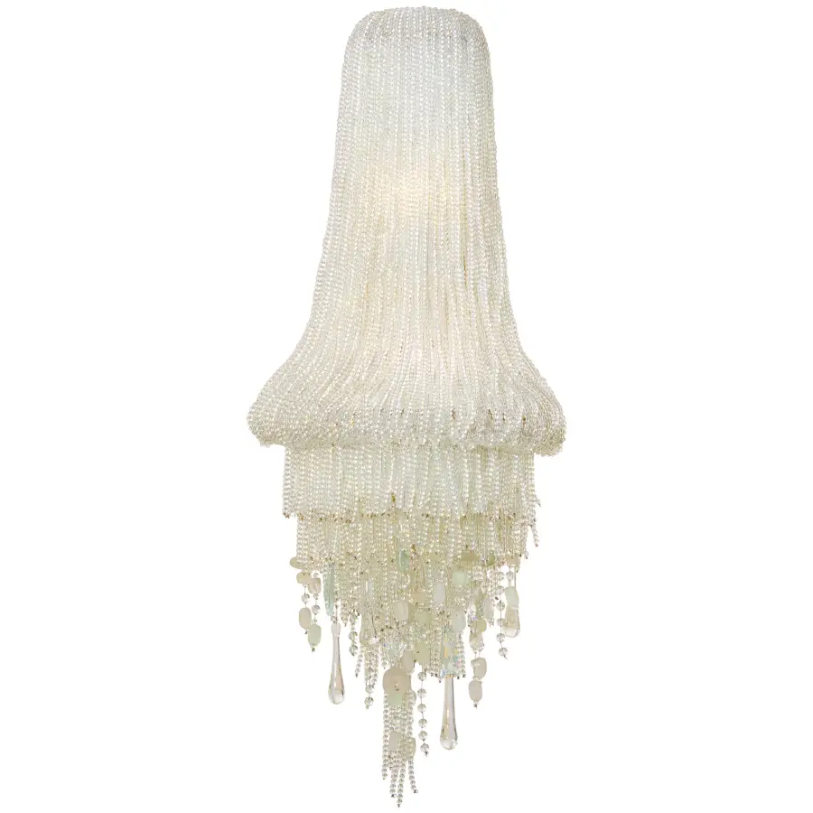 Elegant Crystal Wall Sconce with Coastal-Inspired Sea Glass Accents