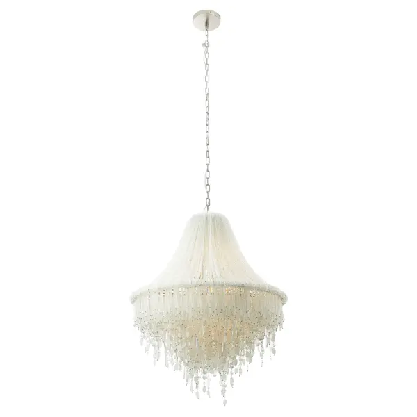Elegant Crystal Chandelier with Coastal-Inspired Sea Glass Accents - Image 1