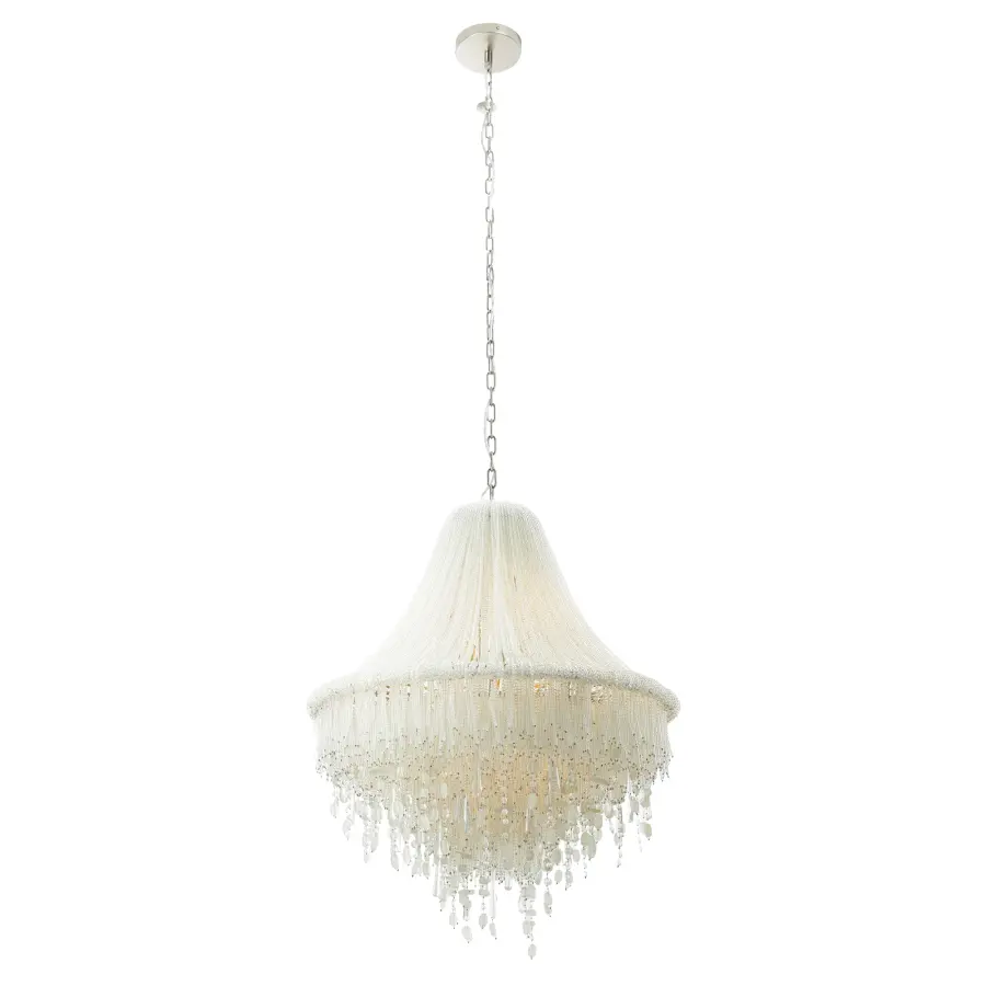Elegant Crystal Chandelier with Coastal-Inspired Sea Glass Accents - Image 1