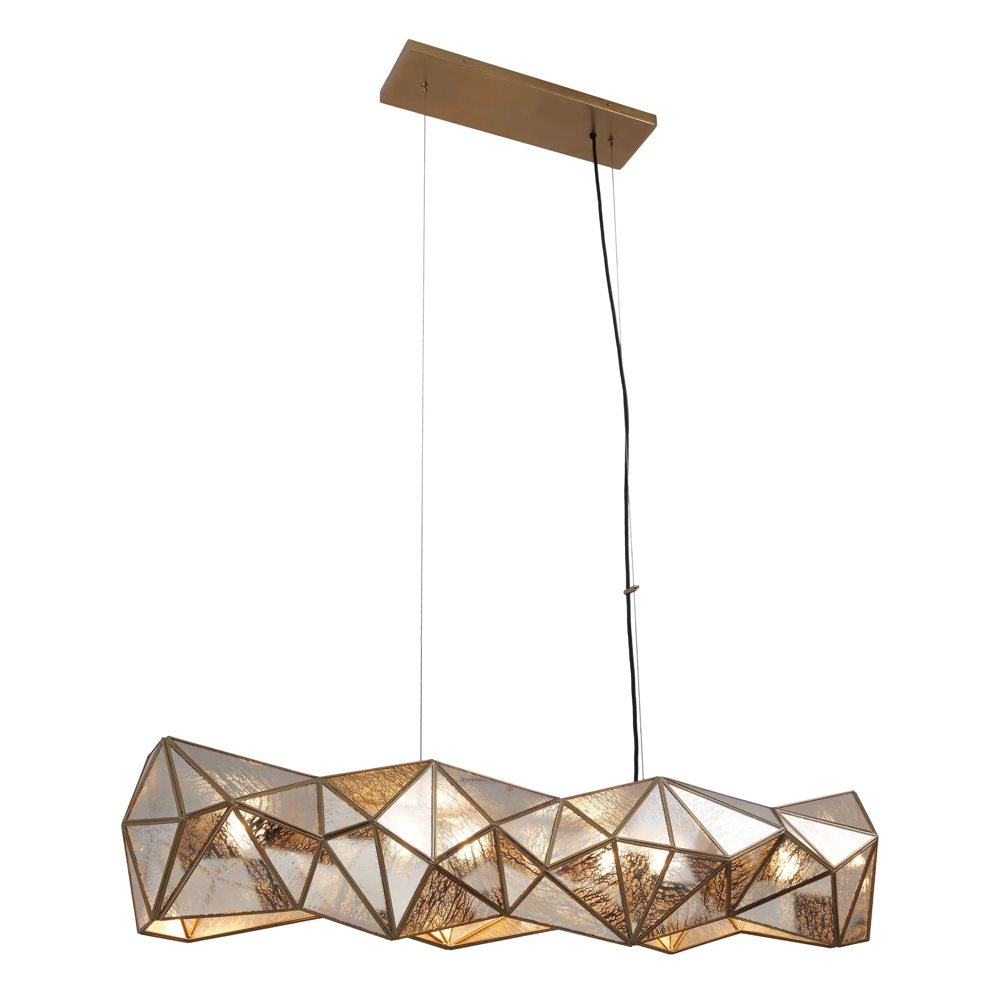 Geo-Gem 6-Light Island Chandelier in Artisan Brass