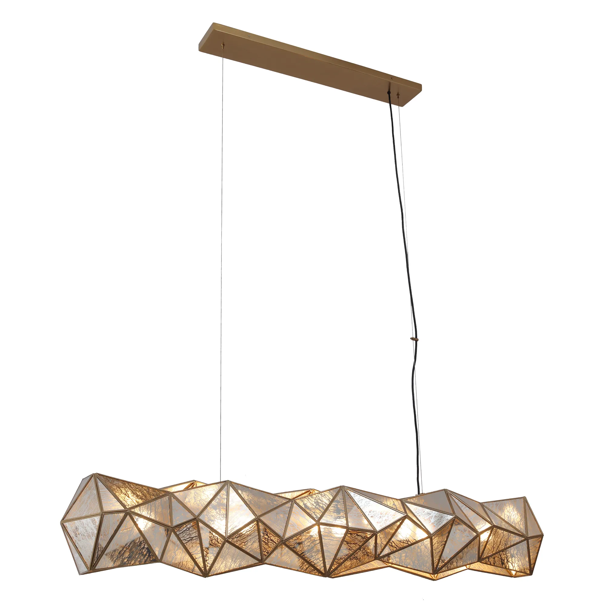 Geo-Gem 8-Light Island Chandelier in Artisan Brass