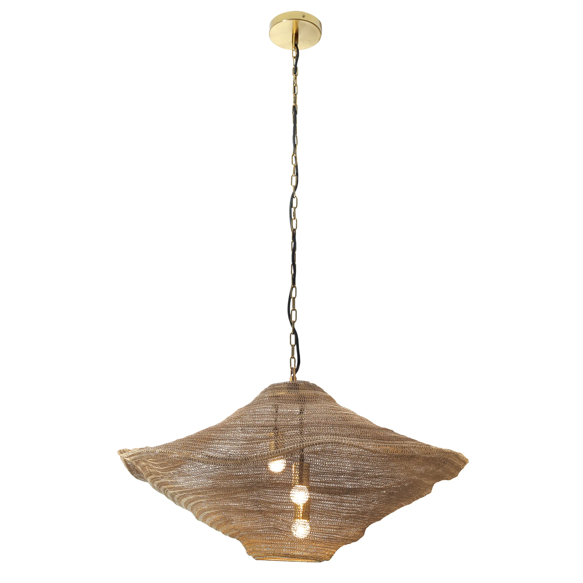 Marseille 3-Light Pendant in Gilded Brass Mesh