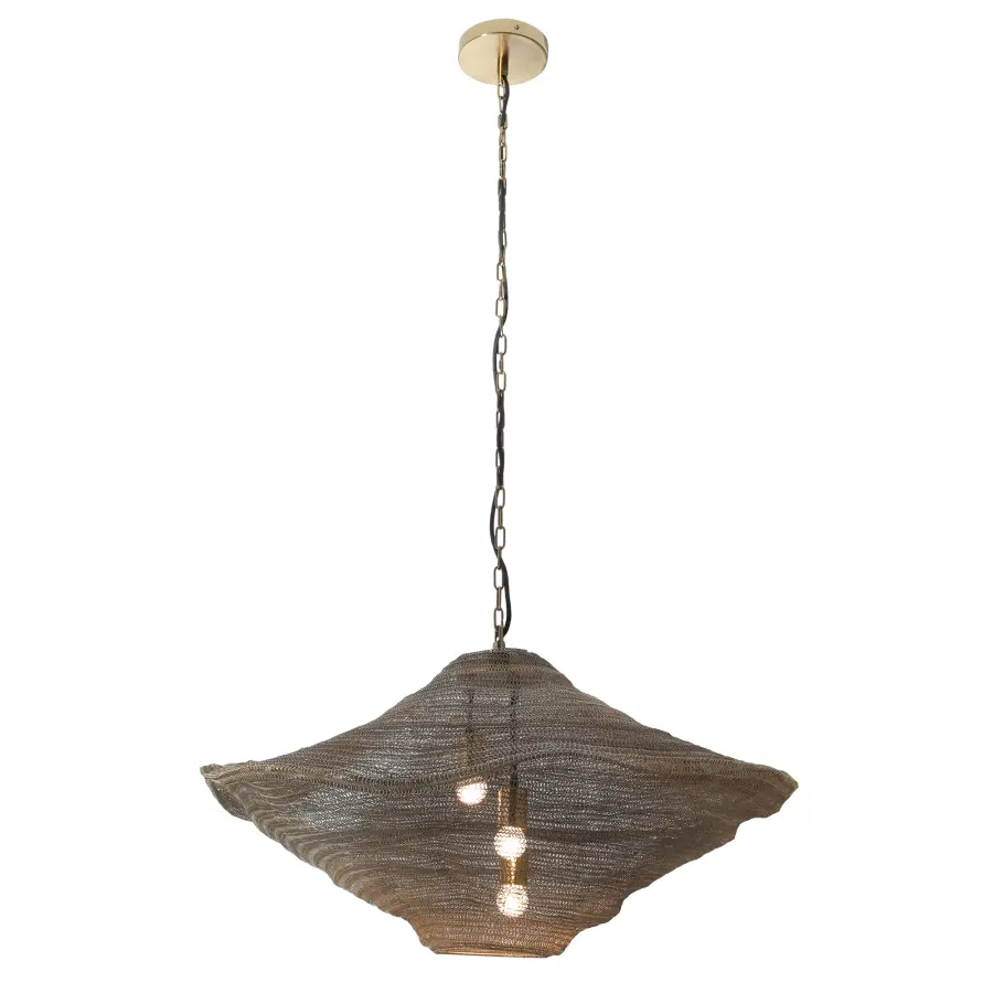 Marseille 3-Light Pendant in Gilded Brass Mesh - Image 2