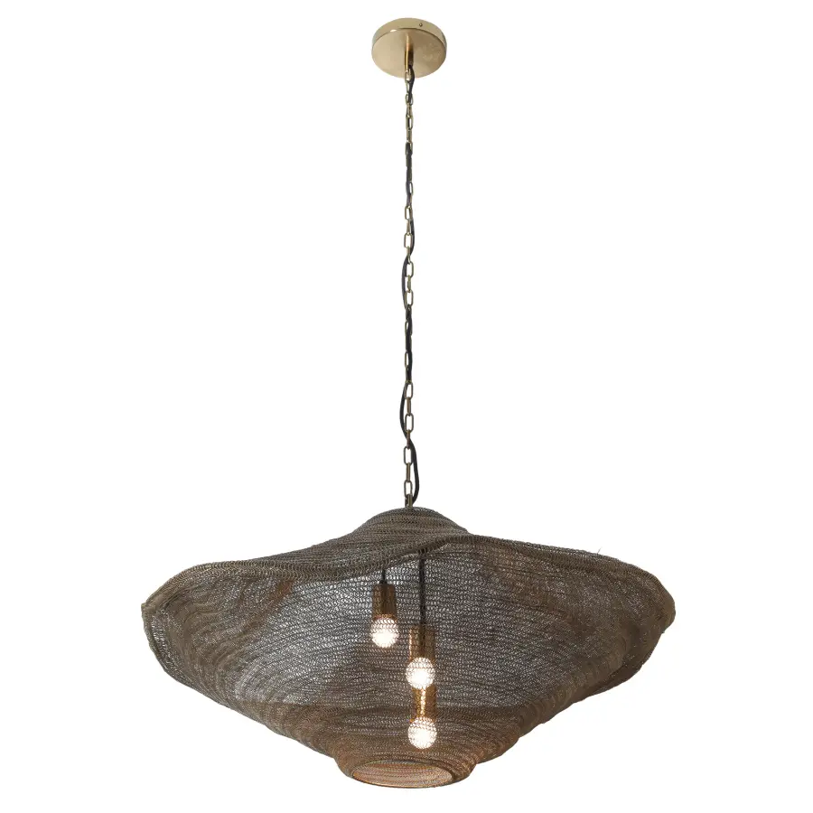 Marseille 3-Light Pendant in Gilded Brass Mesh - Image 4