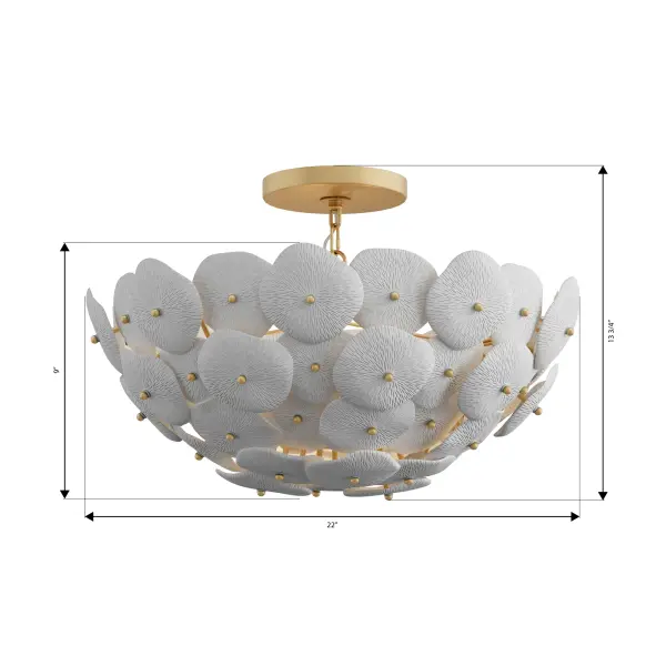 Coastlyn 22" 3-Light Semi-Flush Mount in Legacy Brass - Image 4