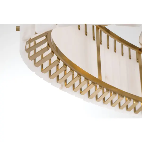 The Bardon 5-Light Island Chandelier combines modern linear design with timeless brass finish and soft alabaster panels. Its generous 48-inch length makes it perfect for kitchen islands and dining tables, delivering both ambient and task lighting. - alternate view